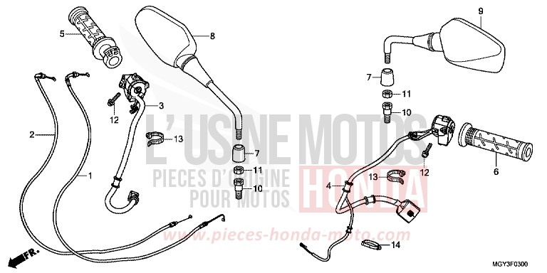 COMMUTATEUR/CABLE von VFR800X „Crossrunner“ MAT GUNPOWDER BLACK METALLIC (NH436) von 2013